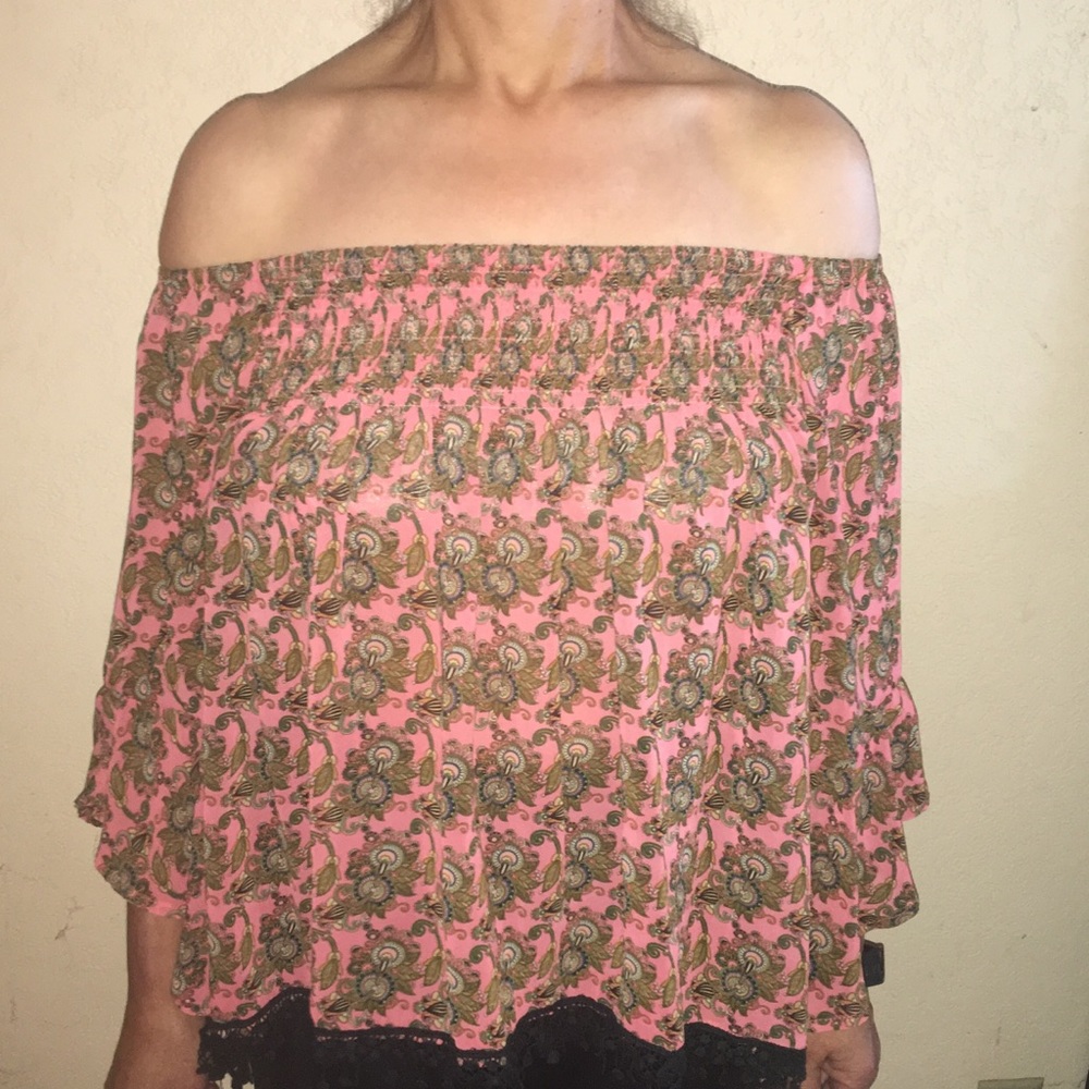 Off the shoulder sheer LF top